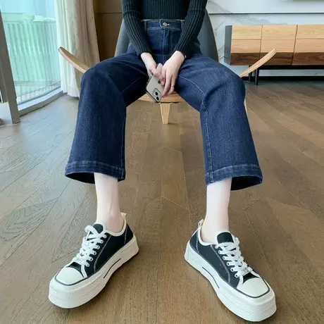 女士牛仔裤新款2023年爆款今年流行直筒裤小个子九分阔腿裤烟管裤商品大图
