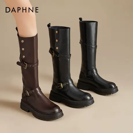 达芙妮长筒靴子女夏季2025新款西部牛仔靴配裙子美拉德骑士靴长靴商品大图