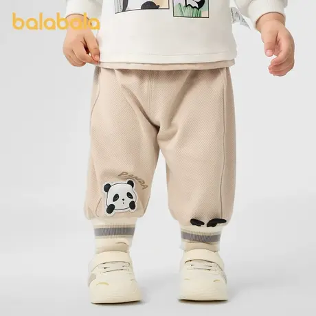 乐乐趣IP巴拉巴拉宝宝裤子男女童秋装2024新款卫裤熊猫绣花贴长裤图片