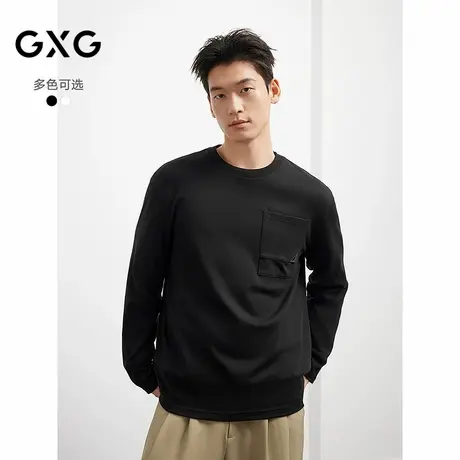 25年秋季新品GXG男装简约时尚前胸口袋装饰设计百搭长袖T恤男内搭商品大图