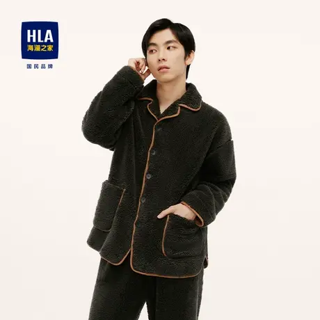 HLA/海澜之家长毛绒翻领家居服套装加厚保暖抗菌睡衣冬季商品大图