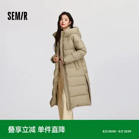 [商场同款]森马羽绒服女长款连帽开叉宽松2024新款冬防泼水鹅绒服商品大图