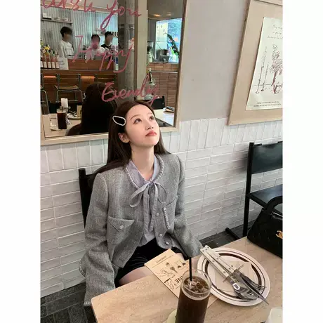 爵莱菲大码胖mm显瘦2025小香风外套女羊毛秋季高级感气质上衣商品大图