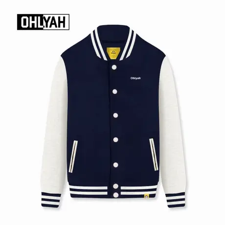 Ohlyah品牌秋冬简约休闲字母印花卫衣外套男女款学院风棒球服纯棉商品大图