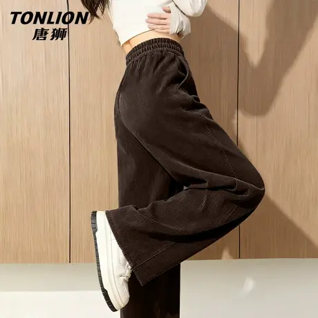 唐狮加绒阔腿裤女2026新款冬季女款加厚宽松直筒休闲百搭运动裤VB图片