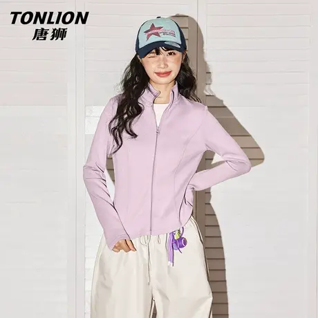 唐狮官方修身外套女2026新款春季短款立领瑜伽服运动衫显瘦上衣VC图片