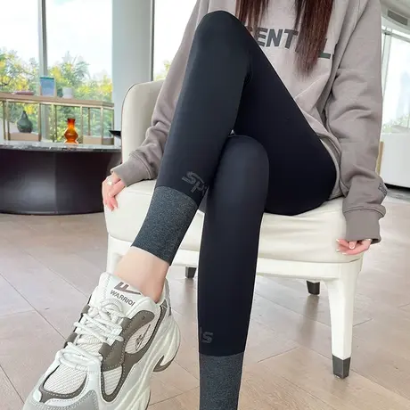 黑色鲨鱼裤女外穿2023新款打底裤秋冬紧身显瘦高腰提臀瑜伽芭比裤商品大图