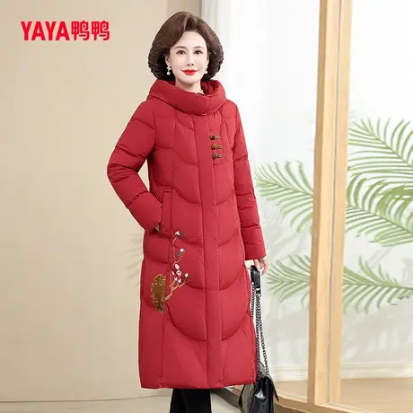 鸭鸭羽绒服女2023年新款中老年女长款连帽时尚休闲妈妈装C图片