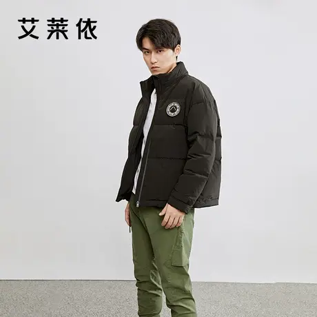 艾莱依冬季新品男士羽绒服时尚短款立领工装潮外套白鸭绒加厚防寒图片
