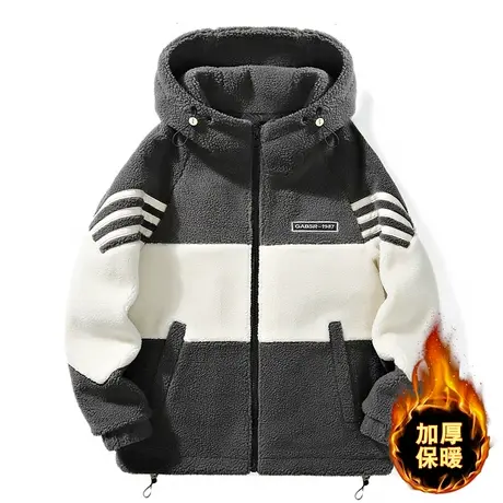 冬季青少年奥粒绒加棉夹克男孩加厚连帽棉服中学生保暖棉衣男外套图片