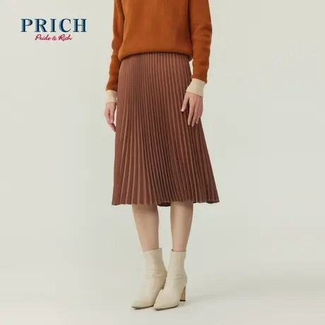 PRICH【直播专享】商场同款半身裙新款收腰显瘦设计感百搭百褶裙图片