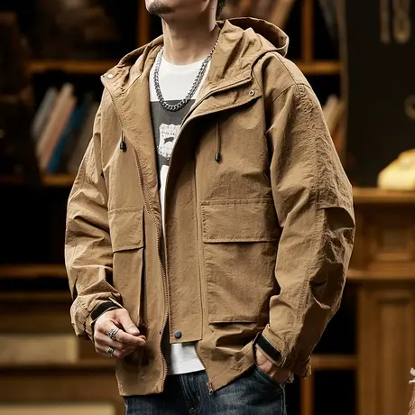 美式夹克男士秋冬新款男装潮流休闲外套宽松连帽潮流外套长袖男商品大图