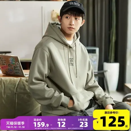 唐狮2023秋冬季新款连帽卫衣男士加绒宽松黑色美式上衣外套男生潮图片