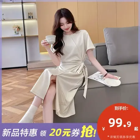 唐狮法式开叉连衣裙女夏新款气质名媛风裙子女夏季收腰显瘦女装q3商品大图