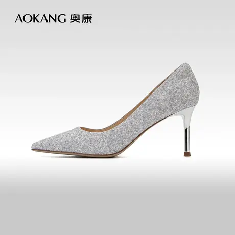 【门店发货】奥康女鞋 春秋细高跟鞋结婚婚鞋约会宴会时尚鞋商品大图