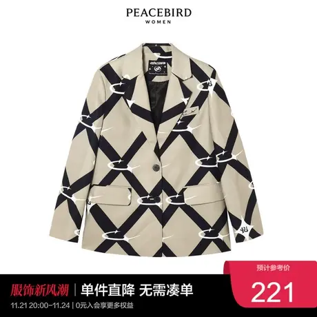 太平鸟气质流行春秋时尚年新款品质满印纹样西装A5BAC1B62图片
