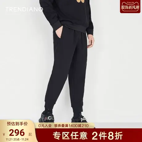TRENDIANO官方男装秋季新款束脚针织九分裤休闲长裤男士裤子商品大图