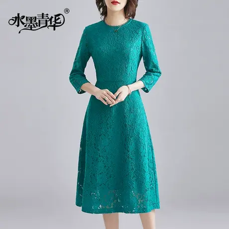 【1件7.9折】新款秋装百搭打底裙优雅气质修身显瘦洋气蕾丝连衣裙图片