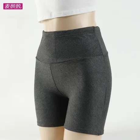 加绒女士短裤加高腰修身百搭打底裤深灰三分保暖显瘦秋冬肤色暖腹商品大图