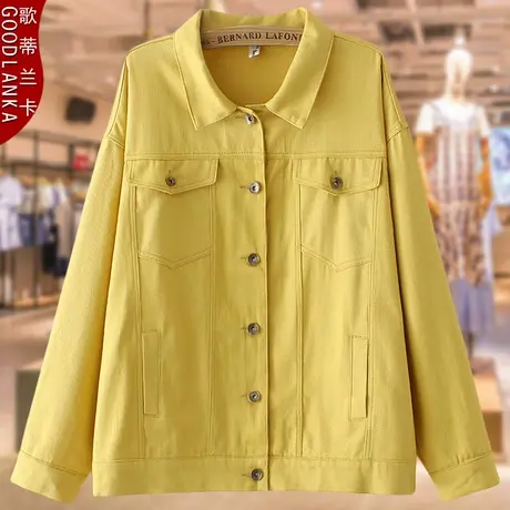 40-50岁中年妈妈秋装夹克女200斤大码宽松时尚减龄翻领休闲短外套商品大图