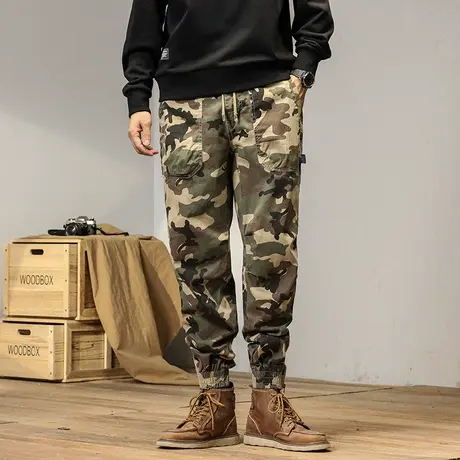 百搭迷彩工装裤男士裤子男款夏季宽松潮流裤子迷彩束脚裤宽松商品大图