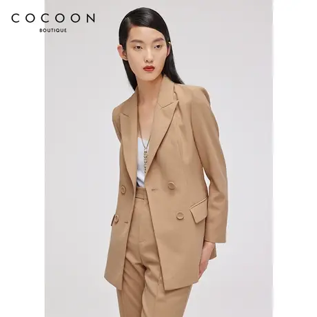 COCOON商场同款职业西装外套女2023新款春秋气质西装领收腰西装商品大图