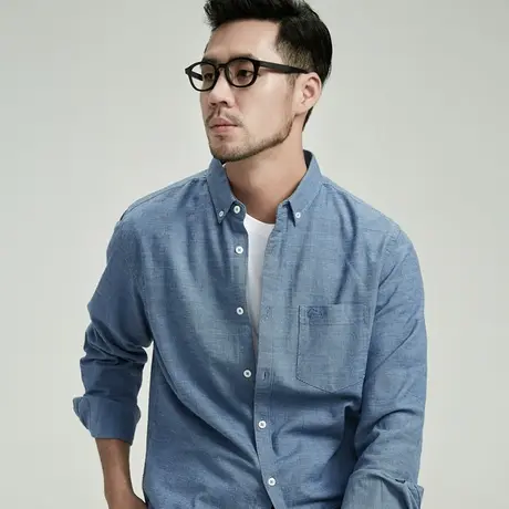 格慕施秋季长袖衬衫男格纹衬衣男士纯棉磨毛青年大码宽松休闲男装图片