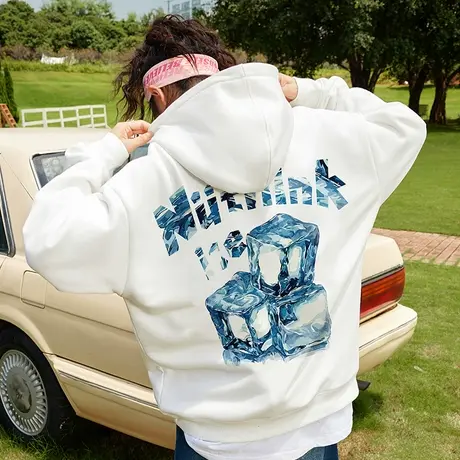 Nuthink欧美潮牌加绒加厚连帽卫衣男潮潮流宽松大码春季保暖外套商品大图