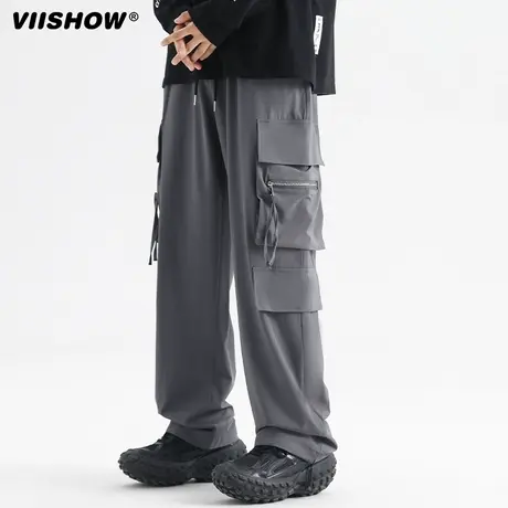 VIISHOW日系宽松阔腿工装裤男生潮牌大口袋cityboy古冲锋休闲裤图片