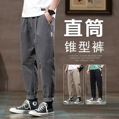 夏季男裤纯棉九分工装裤男生直筒宽松青少年裤子休闲裤男士春秋款商品大图