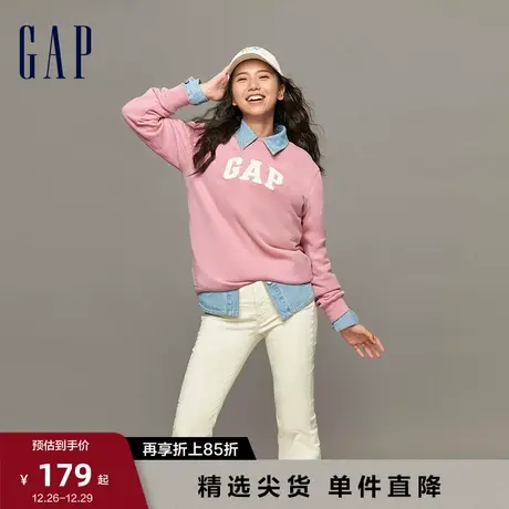 【断码优惠】Gap女装冬新款LOGO碳素软磨抓绒卫衣宽松上衣841070图片