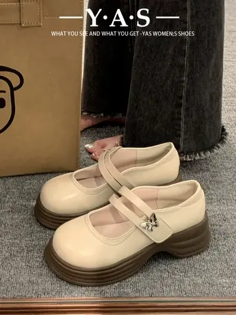 法式玛丽珍小皮鞋女2024年夏季新款厚底百搭配裙子英伦风圆头单鞋商品大图