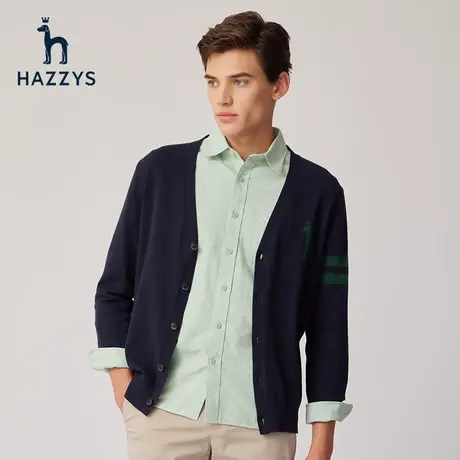 Hazzys哈吉斯春季新款男士上衣长袖毛衣早春针织衫休闲开衫外套潮图片