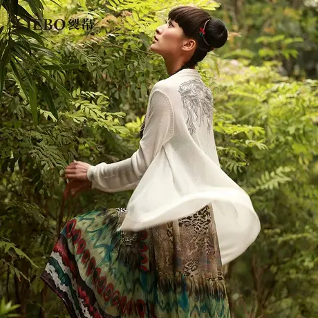 裂帛新中式薄款针织开衫女2024春季新款复古刺绣小披肩设计感小衫图片