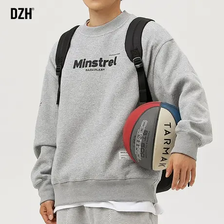 男士美式灰色卫衣男潮牌春季圆领长袖上衣宽松百搭2024年新款衣服商品大图