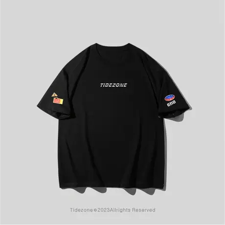 Ohlyah美式街头机车图章印花vibe短袖男女同款百搭无性别大码半袖商品大图