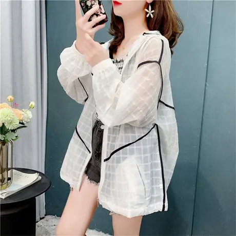 薄款连帽防晒衣外套女2022年新款夏季宽松设计感网红拉链上衣外穿商品大图