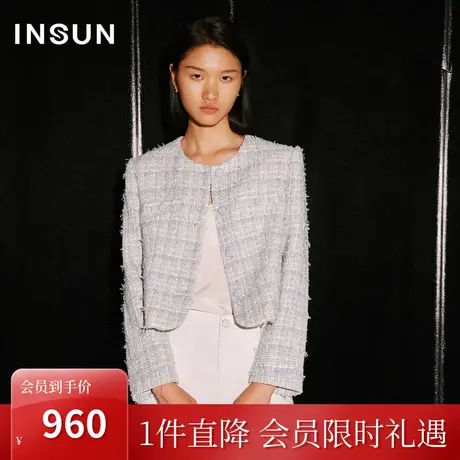 [小香风系列]恩裳COVER2023年秋季新款蝴蝶纱羊毛廓形层次感外套图片