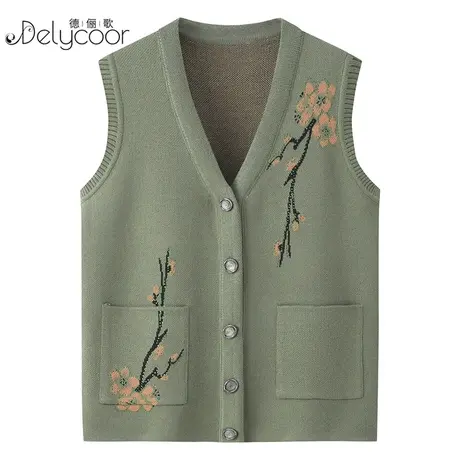 中老年人春秋马甲背心针织毛衣大码妈妈马夹女开衫老奶奶坎肩冬装图片