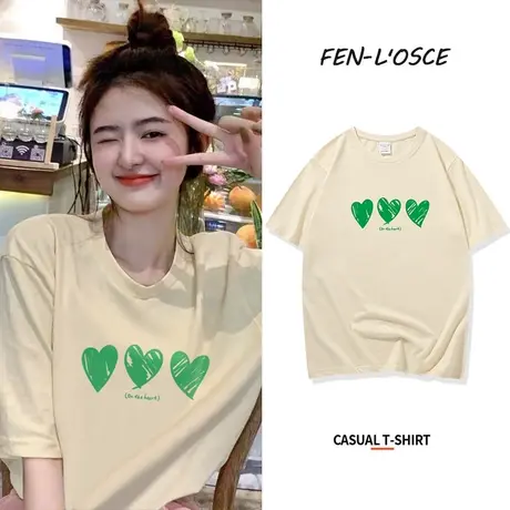 纯棉短袖t恤女2023年夏季新款韩版宽松气质少女半袖圆领上衣ins潮商品大图