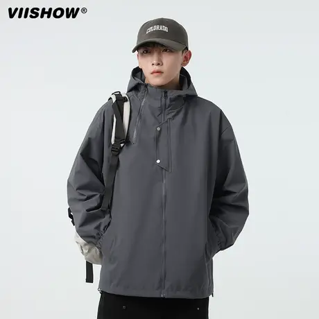 VIISHOW美式户外冲锋夹克男春秋季潮牌复古宽松休闲夹克连帽外套商品大图
