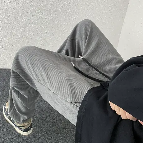 灯芯绒裤男士潮牌新款运动裤子潮流休闲长裤宽松春秋季束脚哈伦裤商品大图
