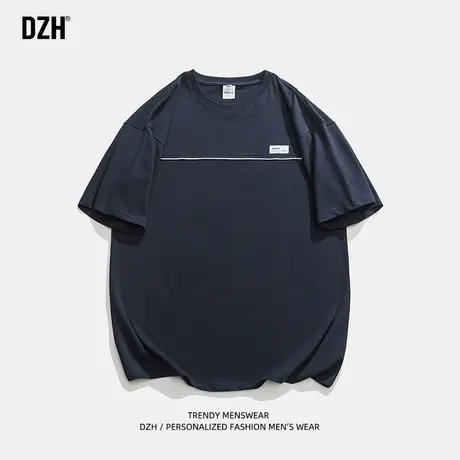 男士26支双纱t恤男夏季宽松纯棉短袖男款衣服2023新款重磅体恤衫图片