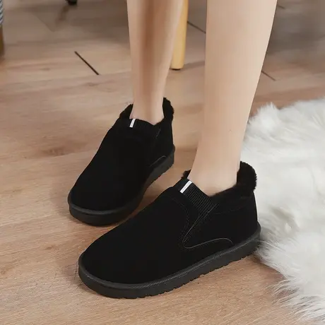 雪地靴女士2023年新款冬季加绒加厚皮毛一体面包女鞋保暖低帮棉鞋商品大图