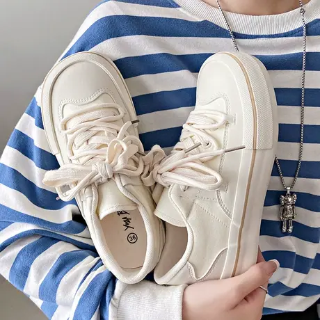 2023年夏季新款厚底运动休闲小白鞋女气质舒适学生低帮帆布鞋板鞋商品大图