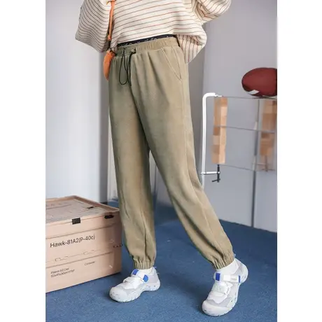 尔给显瘦裤子女秋冬2022新款休闲运动裤束脚卫裤小个子灯笼裤商品大图