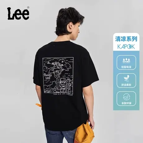 Lee商场同款23春夏新品舒适版宽松轻薄木棉男短袖T恤LMT005110200图片