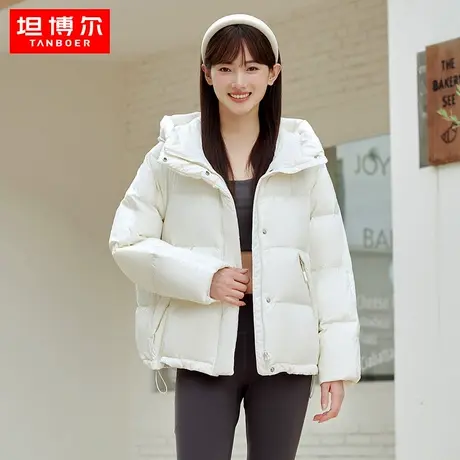 坦博尔羽绒服女轻薄短款2023年冬季新款连帽轻暖保暖小个子外套潮商品大图