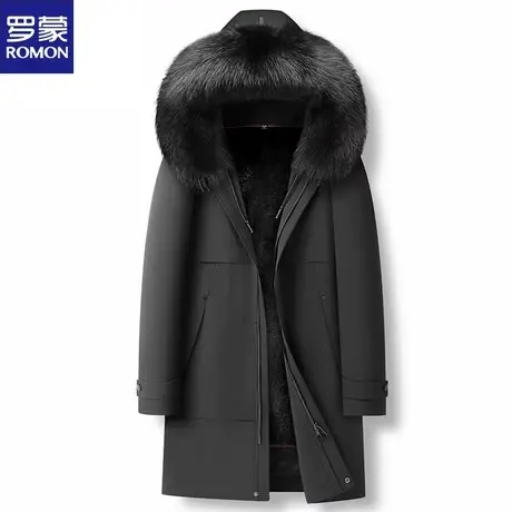 罗蒙中长款加厚时尚派克服男可拆水貂毛内胆皮毛一体皮草大衣外套图片