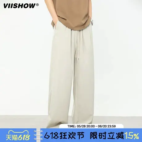 VIISHOW美式冰丝休闲裤男款夏季运动潮牌宽松直筒百搭阔腿长裤子商品大图